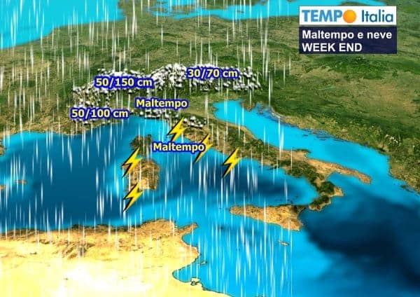 Week End: SUPER neve in arrivo sulle Alpi, anche oltre UN METRO. Ma NON finisce qui. Maltempo in tutta d’Italia