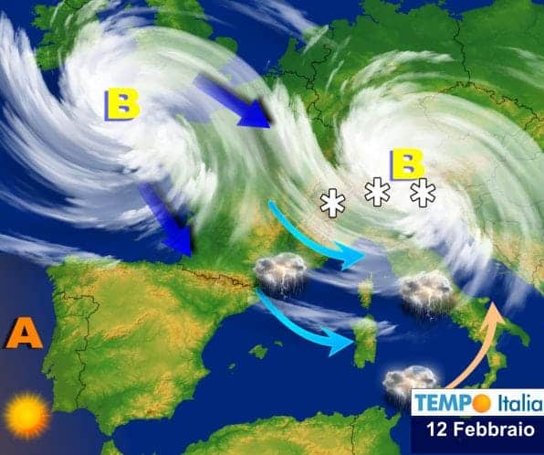 Perturbazioni, forti, nel fine settimana con neve a bassa quota al Nord. Da lunedì meteo invernale