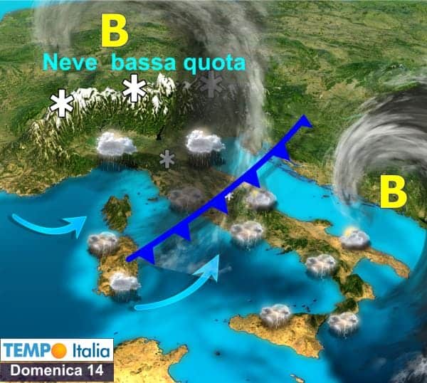Tempo brutto nel fine settimana e acuta fase di maltempo, a tratti invernale, all’inizio della prossima