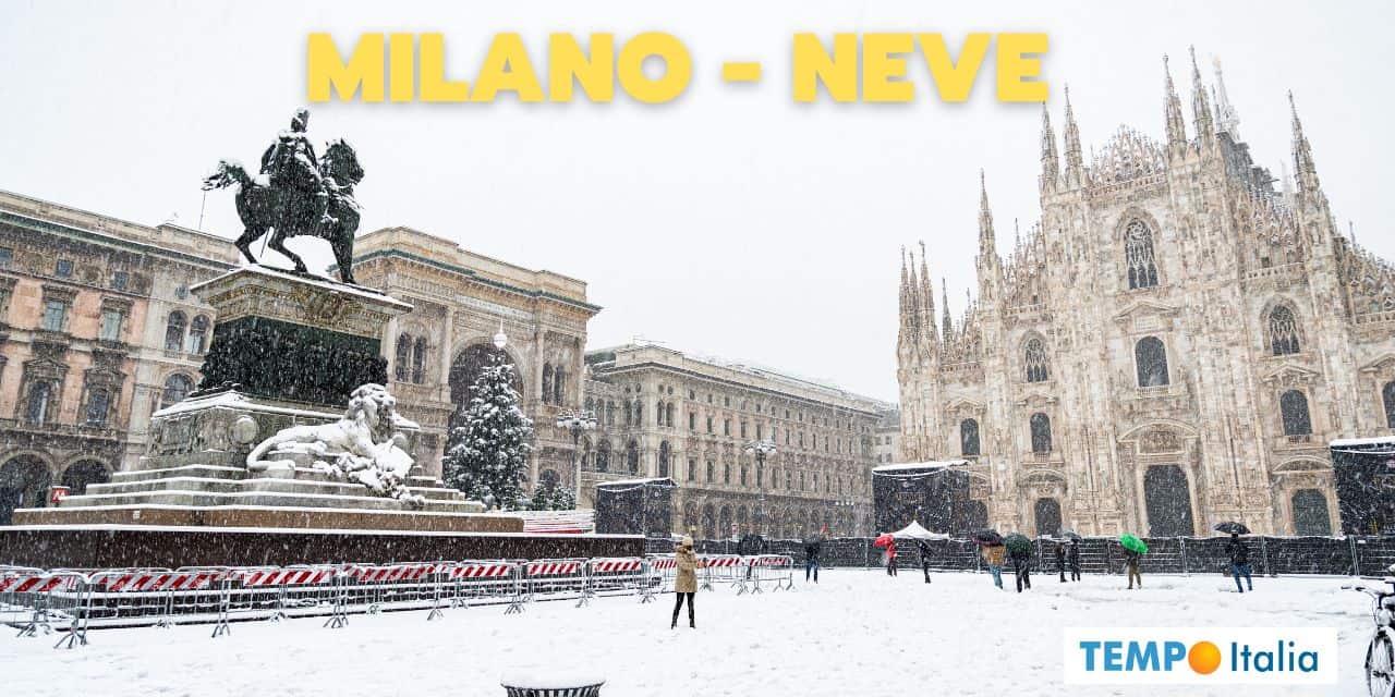Meteo con neve forte in Valle Padana. Milano, neve polverosa sotto zero