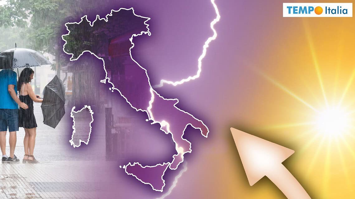 Meteo Italia, CALDO e TEMPORALI. La linea di confine si è spostata 2 meteo caldo e temporali ma dove 8 gaf