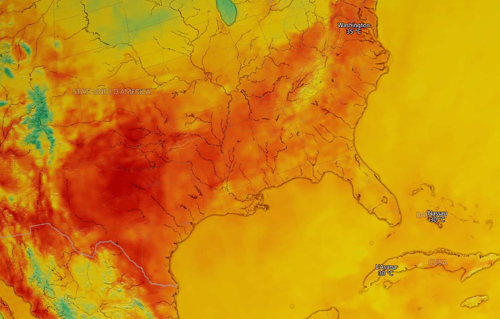 Ondata di Caldo fuori controllo nell’Est degli USA