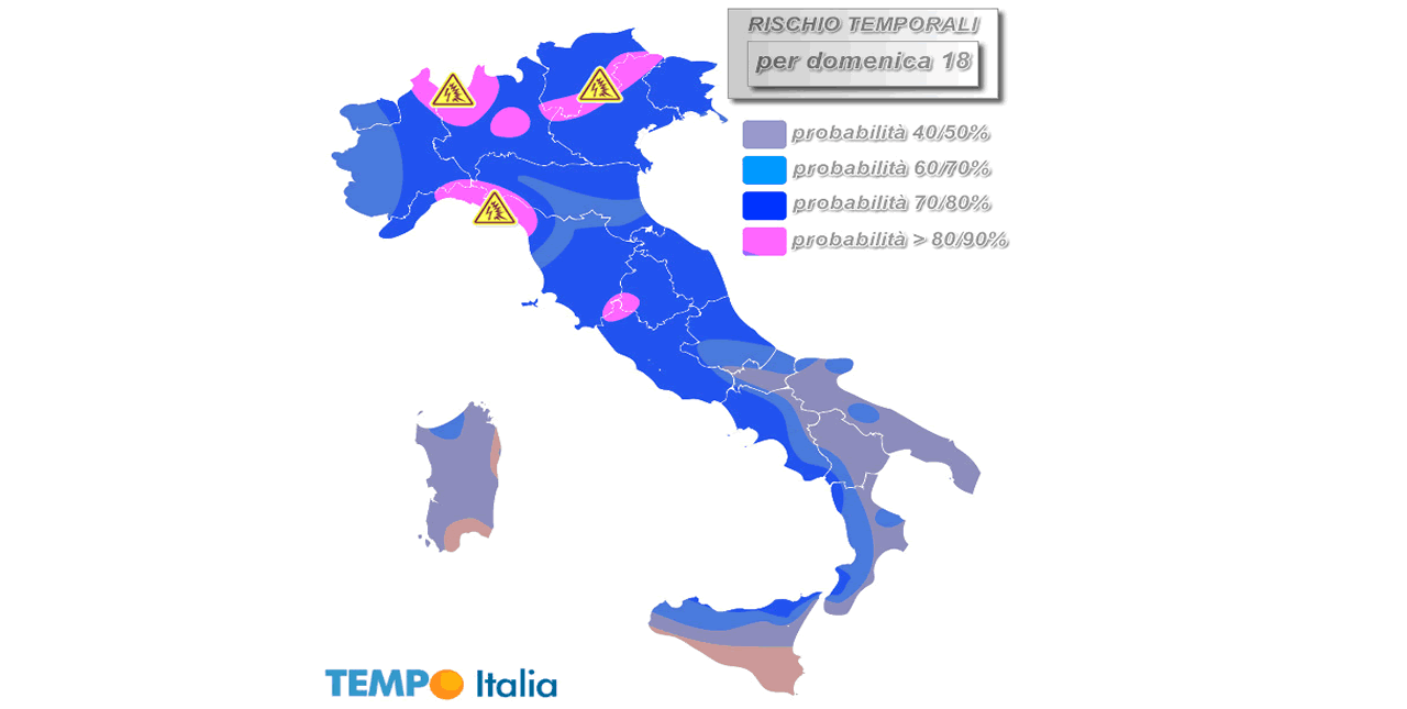 Meteo, prossime ore temporali anche violenti. Le regioni maggiormente interessate