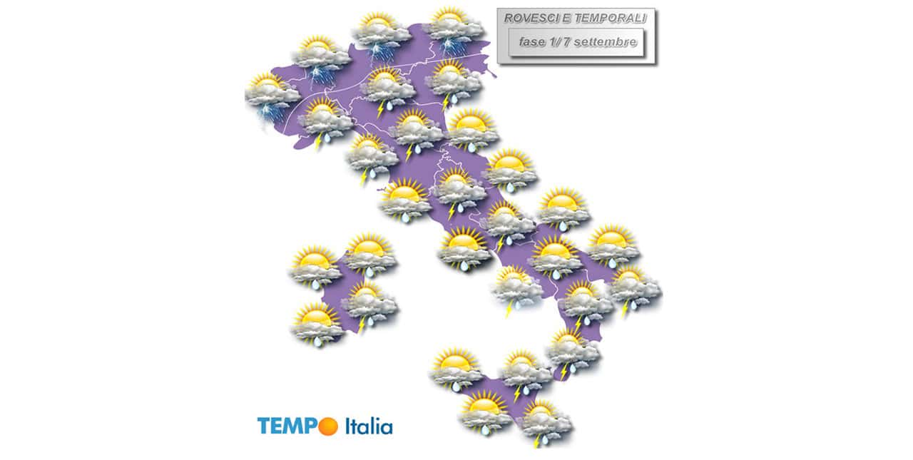 Prima settimana di settembre: alta pressione non convinta e rischio temporali. I dettagli con mappa