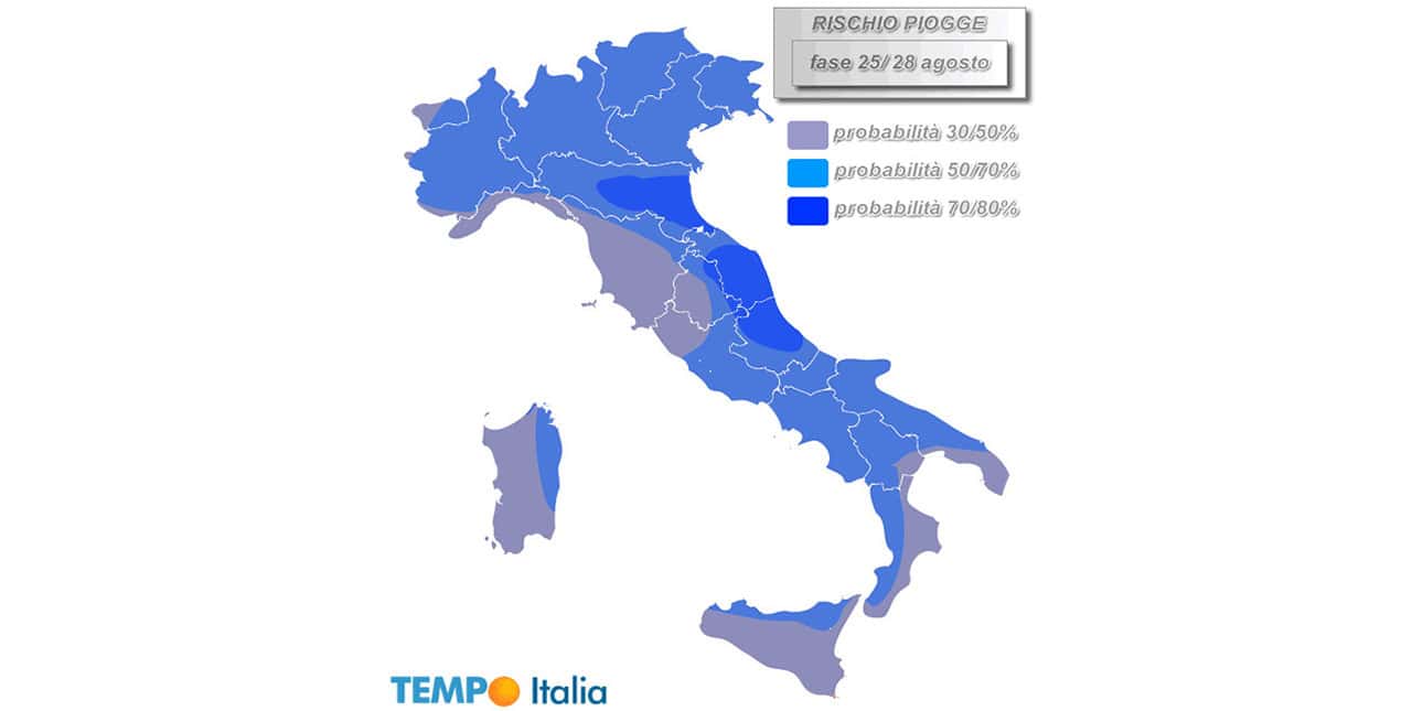L’anticiclone da metà settimana non durerà molto. Mappa con nuove piogge. Ecco quando