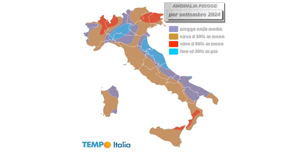 PIOGGE a Settembre. Aree a rischio siccità. Nuova mappa meteo