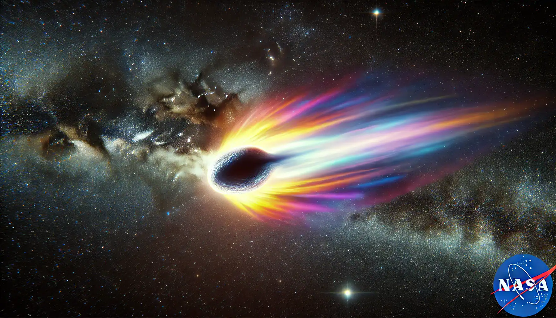 La NASA avvista oggetto misterioso. Si sposta a un milione di miglia orarie 2 photorealistic image of a mysterious object spotted by NASA moving at a speed of one million miles per hour through space. The object is depicted as