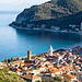 View of sea village of Noli, Savona, Italy