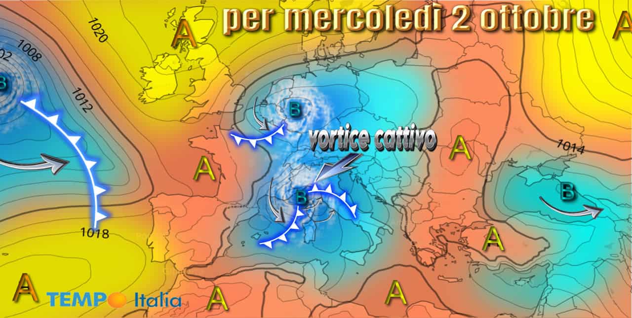 Altro maltempo in arrivo. Occhio a Mercoledì 2 Ottobre per possibili criticità. Mappa con aree esposte