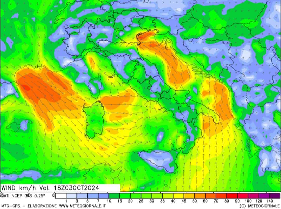 Meteo: settimana di Burrasca con venti fino a 90 km/h su Liguria, Sardegna, Sicilia e Abruzzo 3 20241002 002737