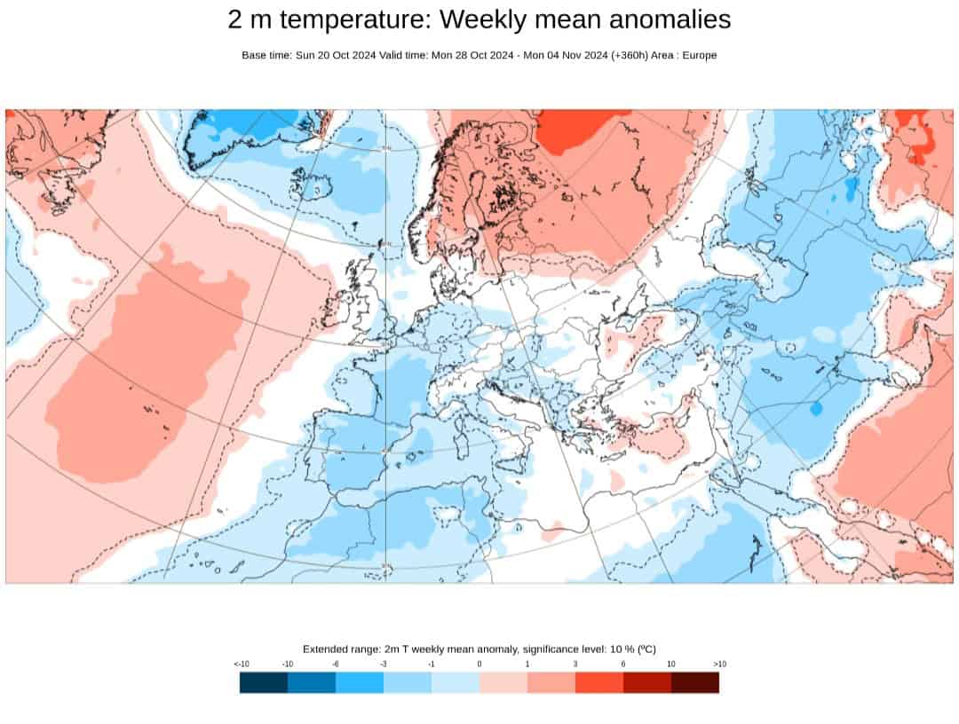 Meteo, scenari ECMWF: blocchi anticiclonici preparano la strada al freddo Artico 2 Anomalie di temperatura halloween