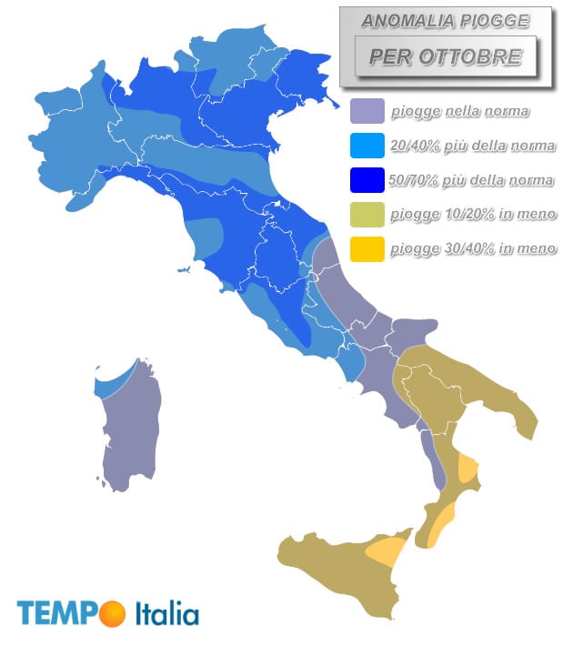 Molte regioni a “mollo” in questo ottobre.. Le ultimissime dai modelli