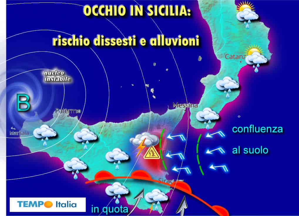 Il tempo di Martedì 12: più perturbato su Isole e dissesti in Sicilia. Neve medio-bassa quota al Nord