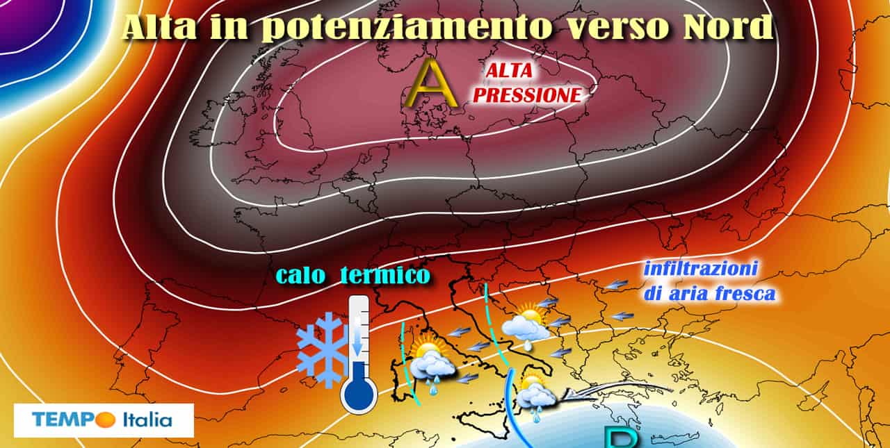 Alta pressione dominante, ma pur ci saranno piogge. Ecco dove la prossima settimana