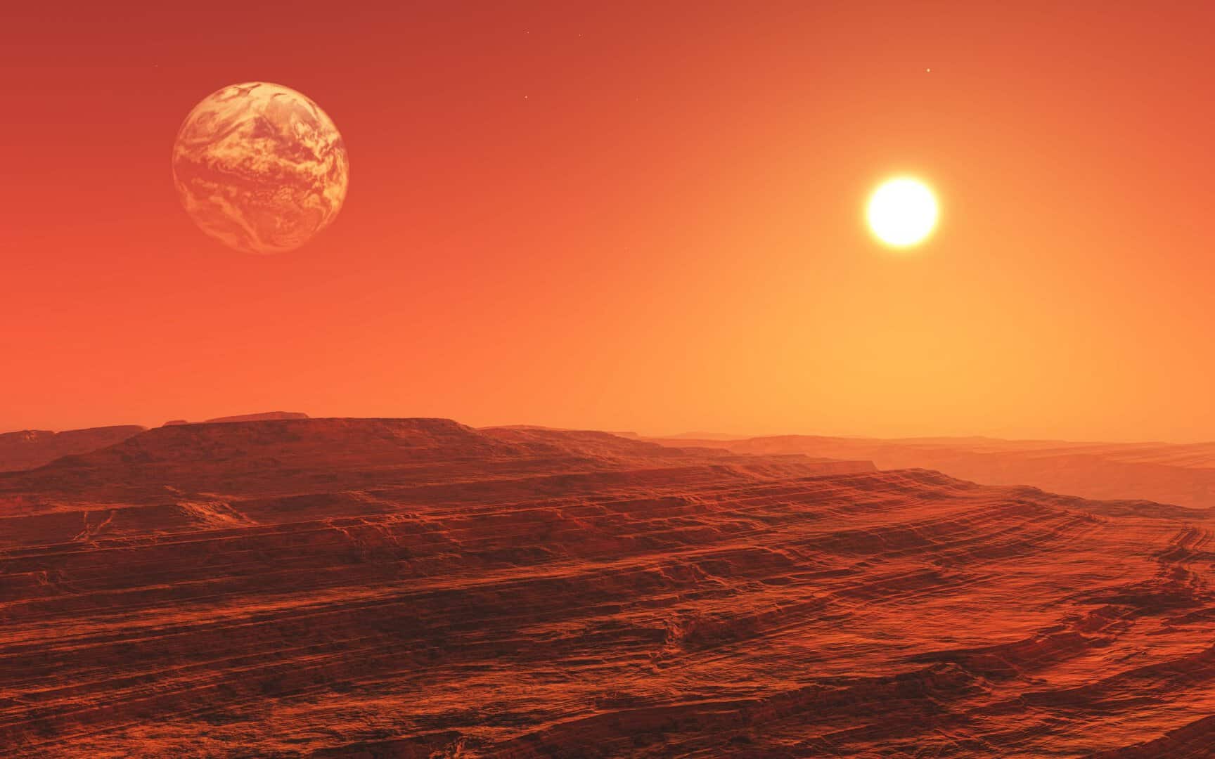 Prima indagine su un incidente aereo su un altro pianeta 2 3d surreal mars style landscape scaled