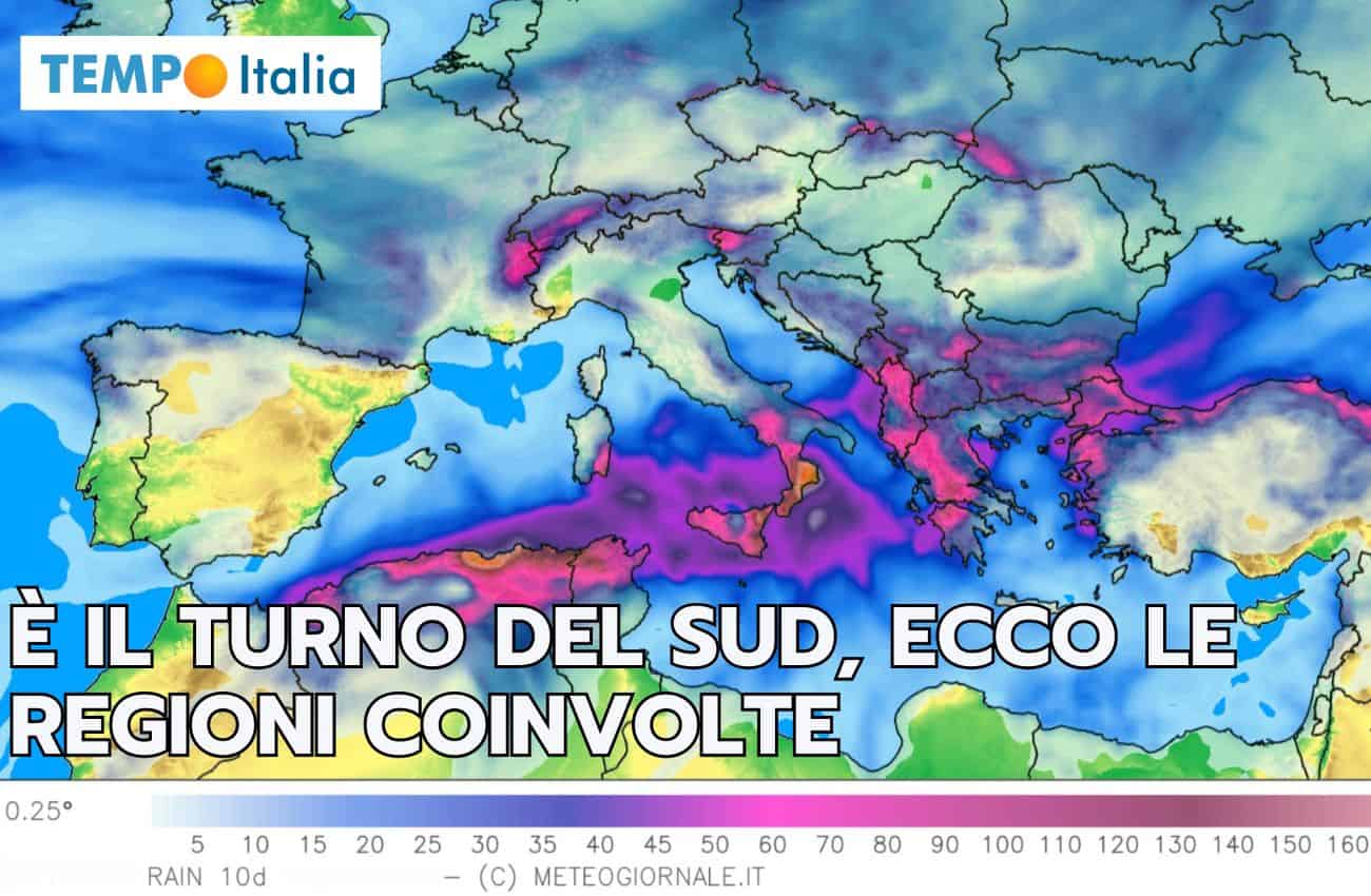 Meteo a 10 giorni: è il turno del Sud, vediamo le regioni colpite