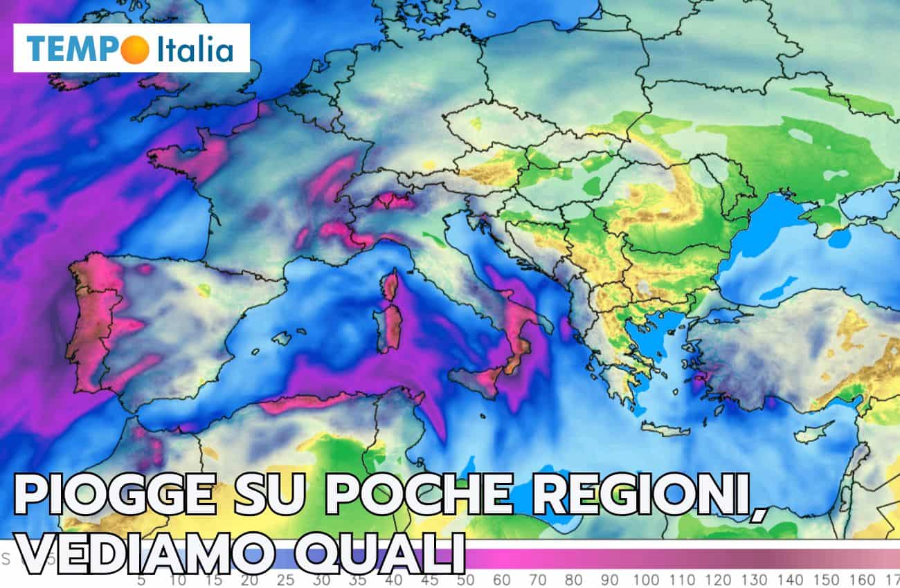 Meteo: le PIOGGE si concentrano su alcune regioni, vediamo quali