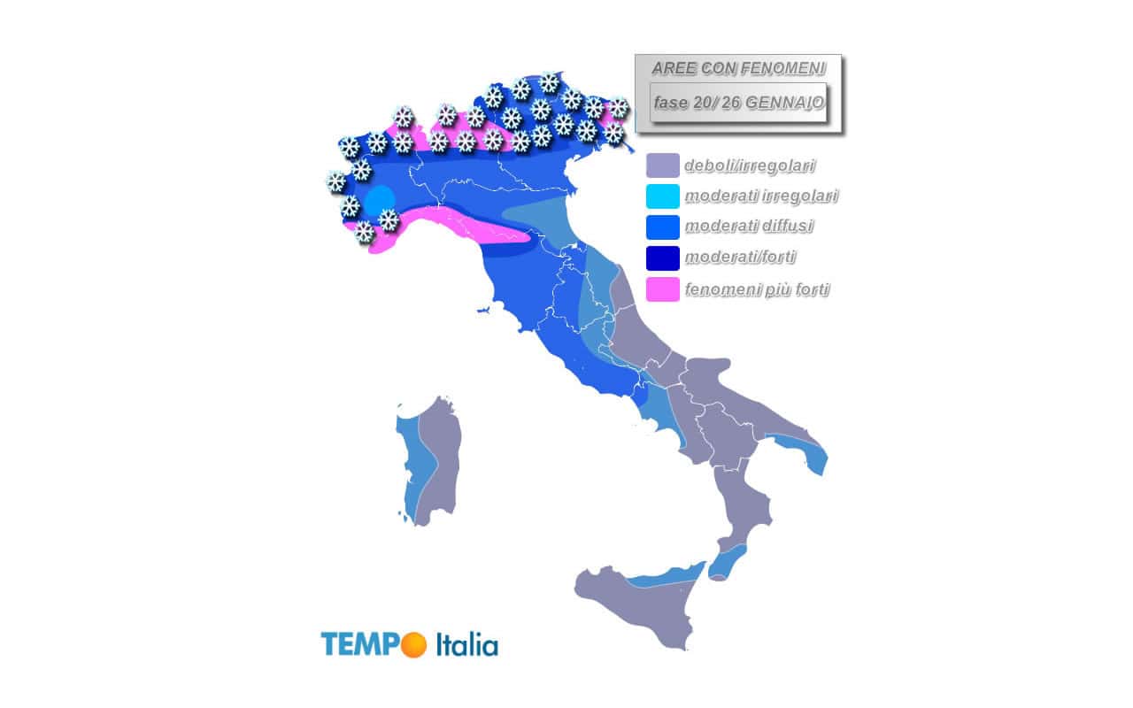 Prossima settimana: in arrivo tanta pioggia e neve. Ecco dove