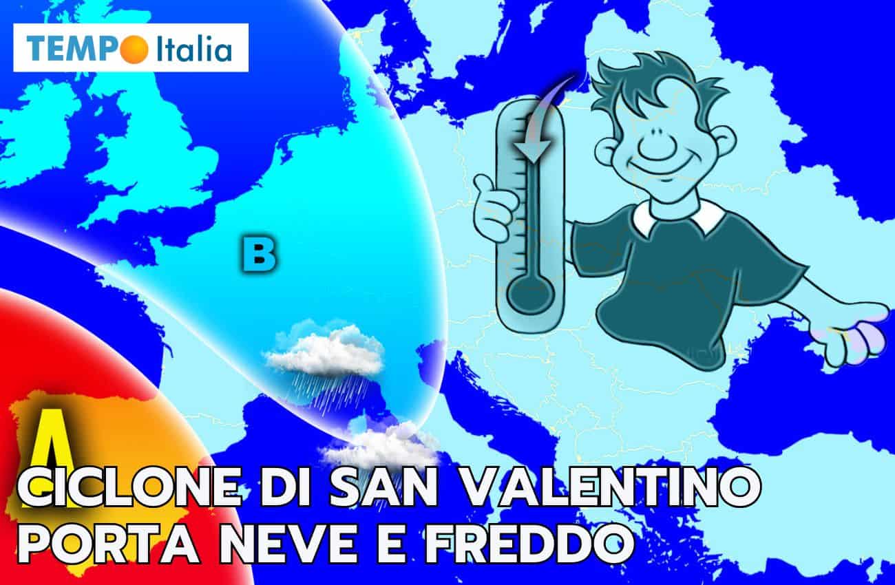 Meteo: ciclone di San Valentino, freddo maltempo con tanta neve