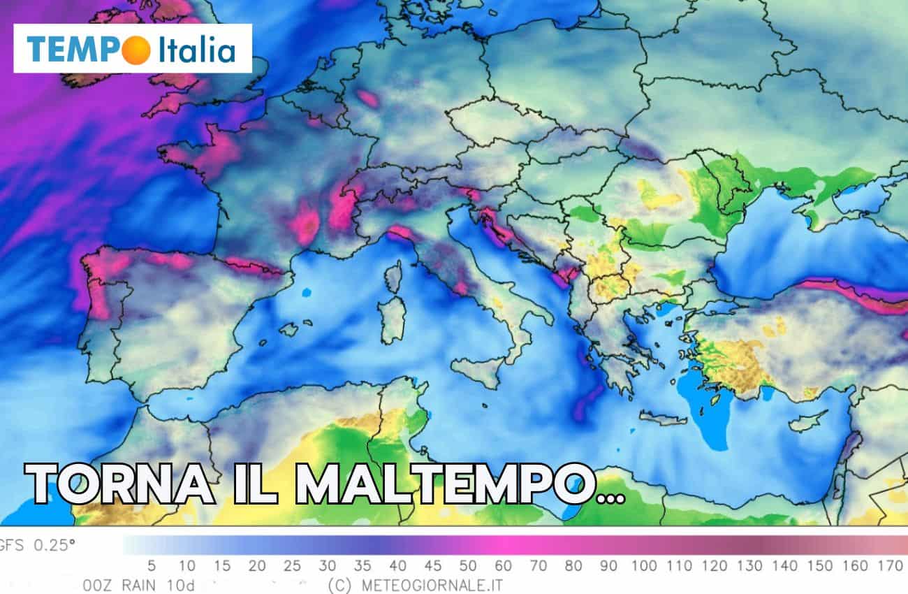 Meteo piogge a 10 giorni: il maltempo bussa nuovamente alle porte