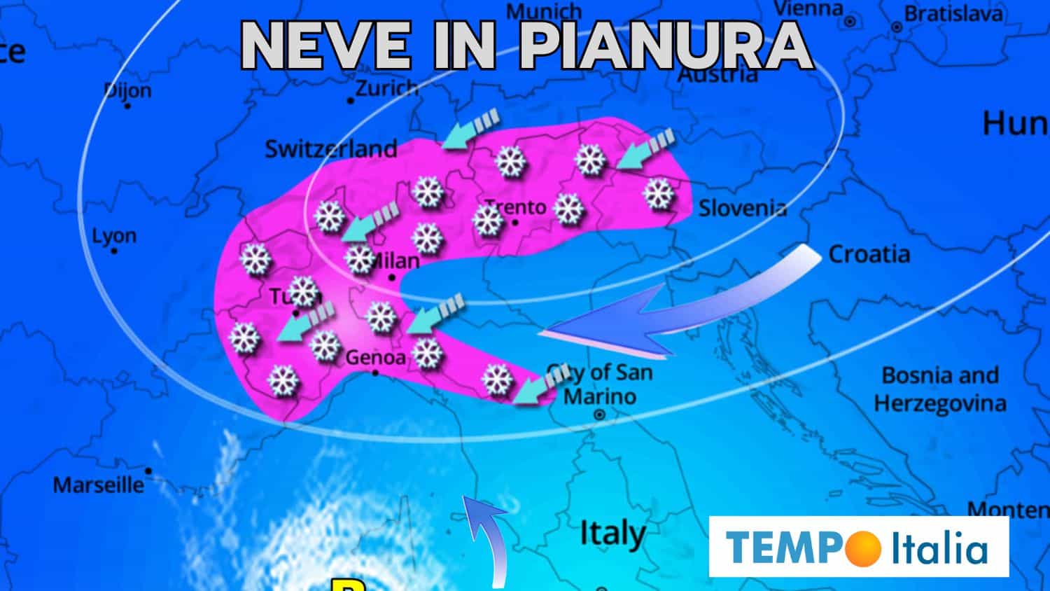 Irruzione fredda: ecco la data della neve in pianura al Nord
