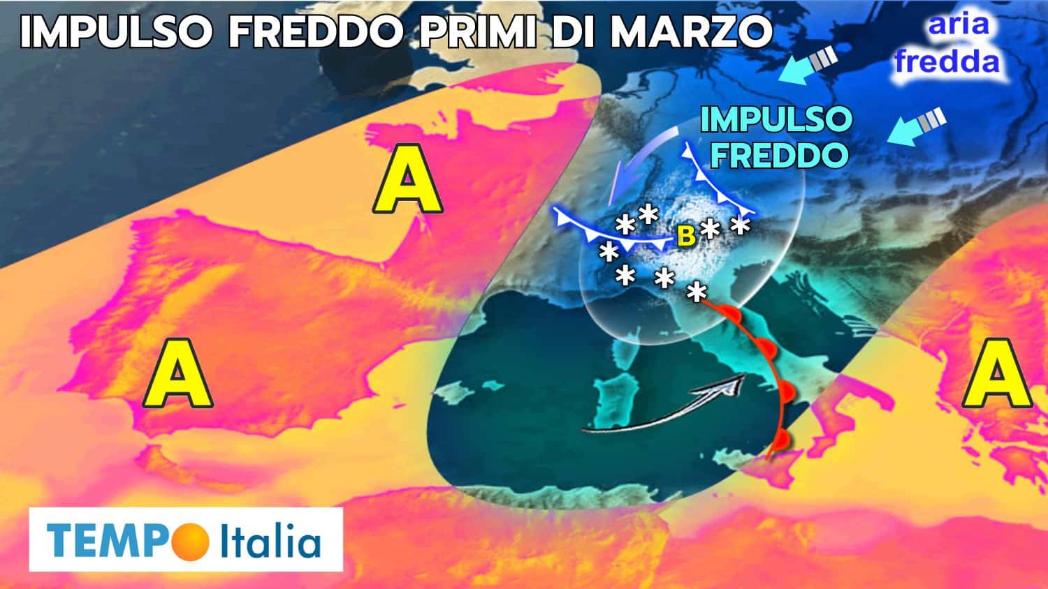Irruzione fredda: cambia tutto. Ecco le aree con neve bassa