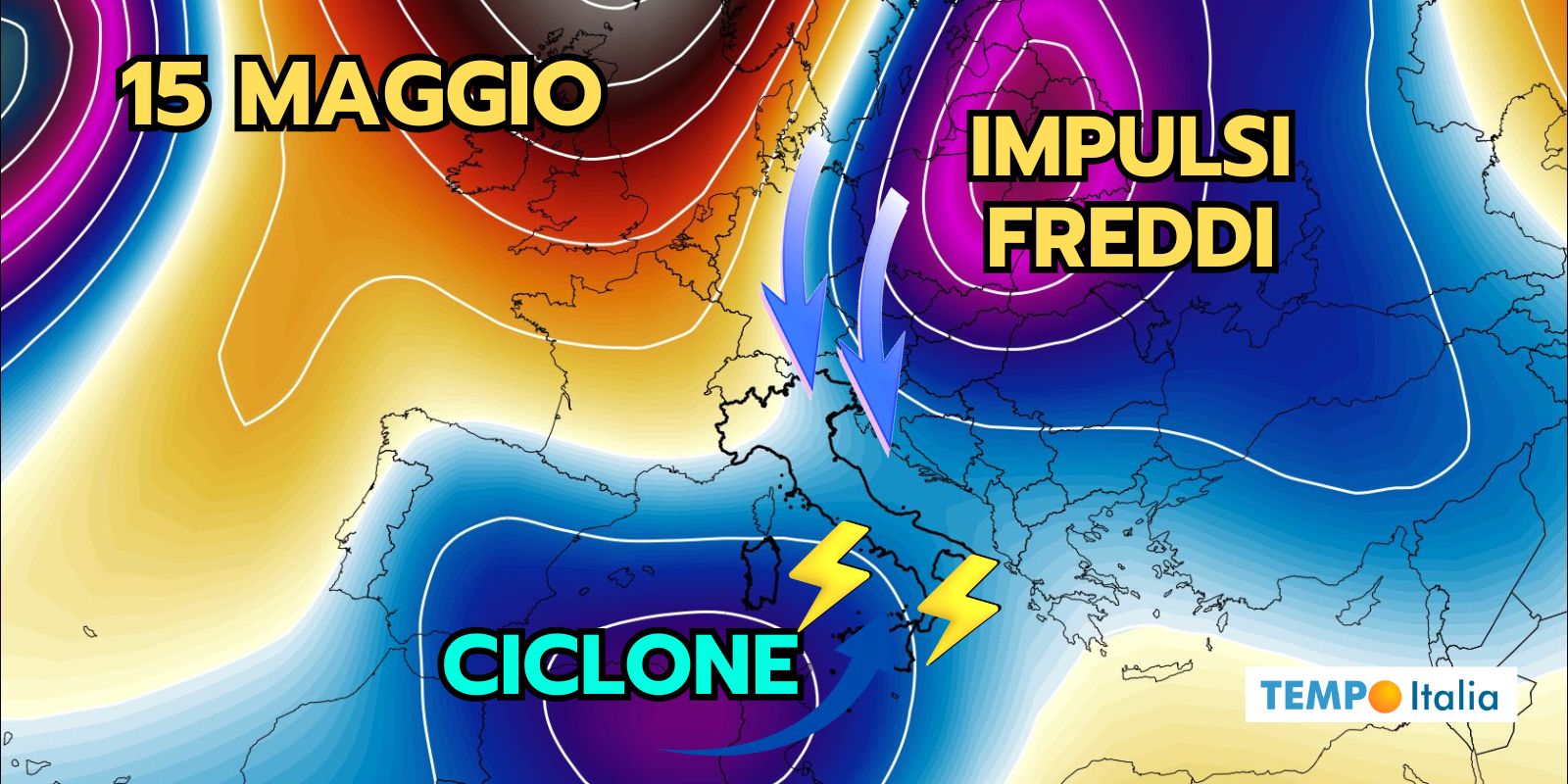 Meteo: CICLONE a metà Maggio, poi impulsi freddi e instabilità