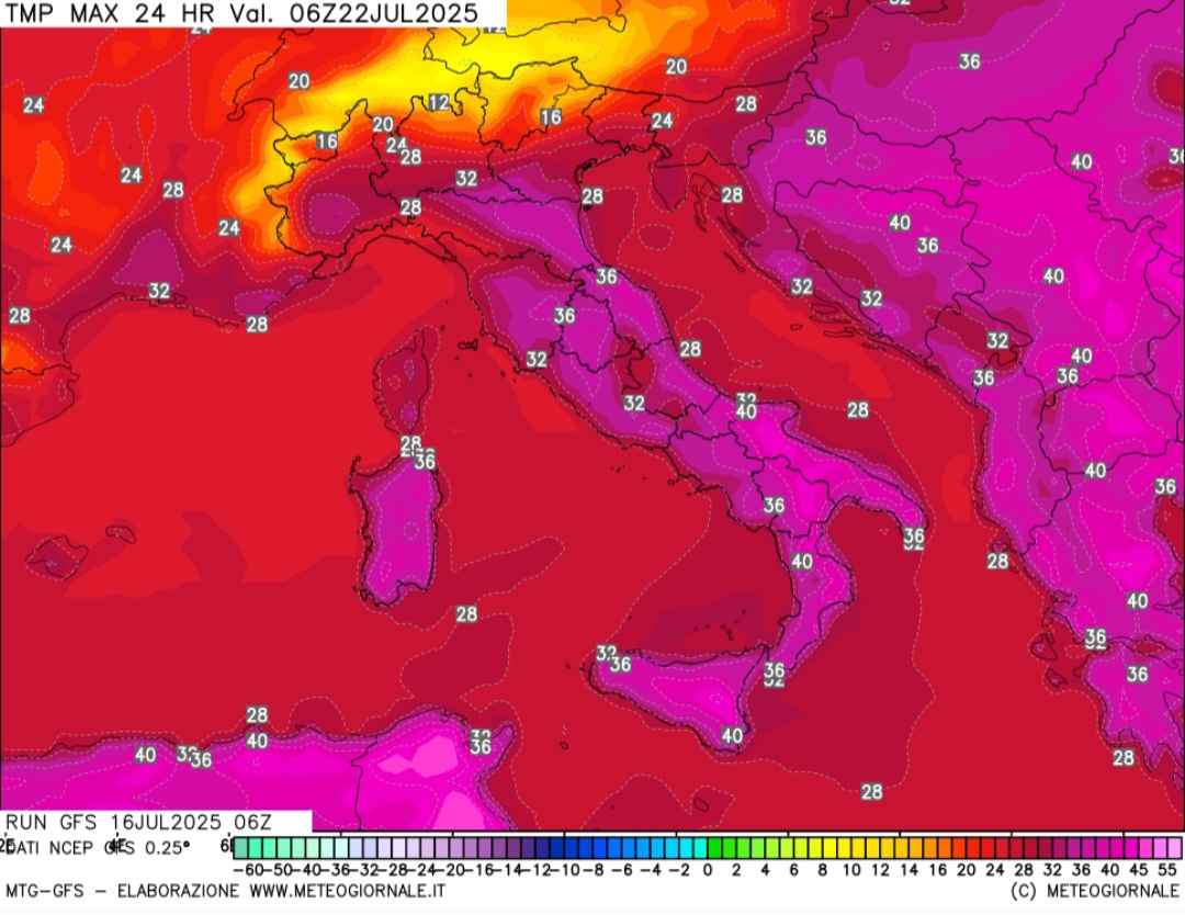 Temperature massime 22 luglio meteogiornale