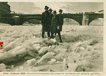Fiume Arno ghiacciato nel 1929,. Credit foto Amelia Pozzi