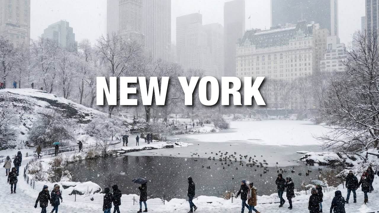 News York sotto la neve. Video meteo
