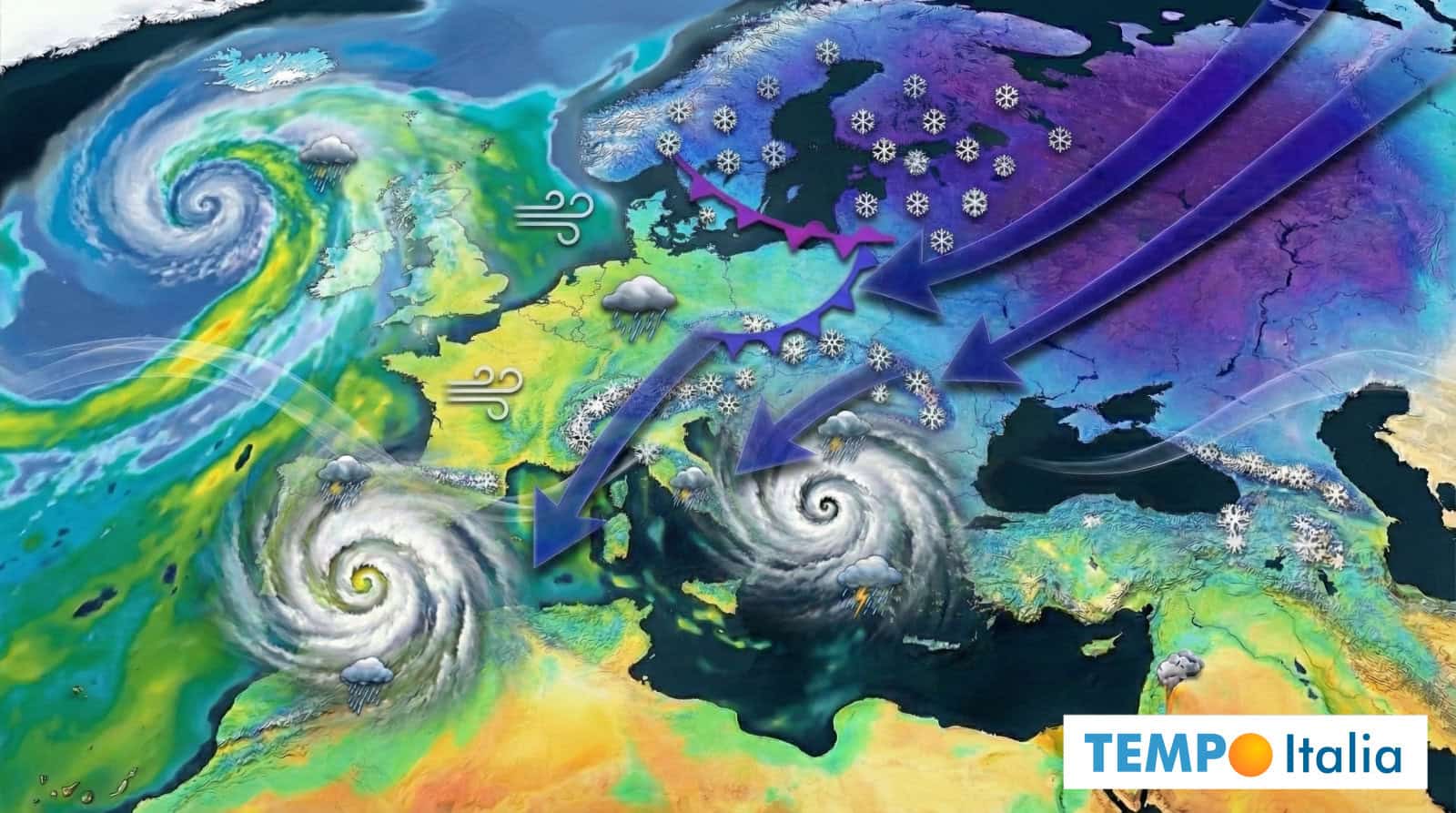 Meteo, l’Italia verso piogge torrenziali e l’incombere del gelo dalla Russia
