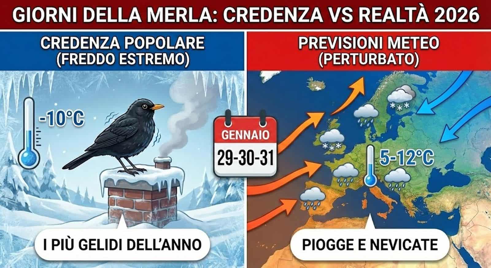 GIORNI DELLA MERLA e Febbraio da brividi: il Vortice Polare prepara la svolta di fine Inverno
