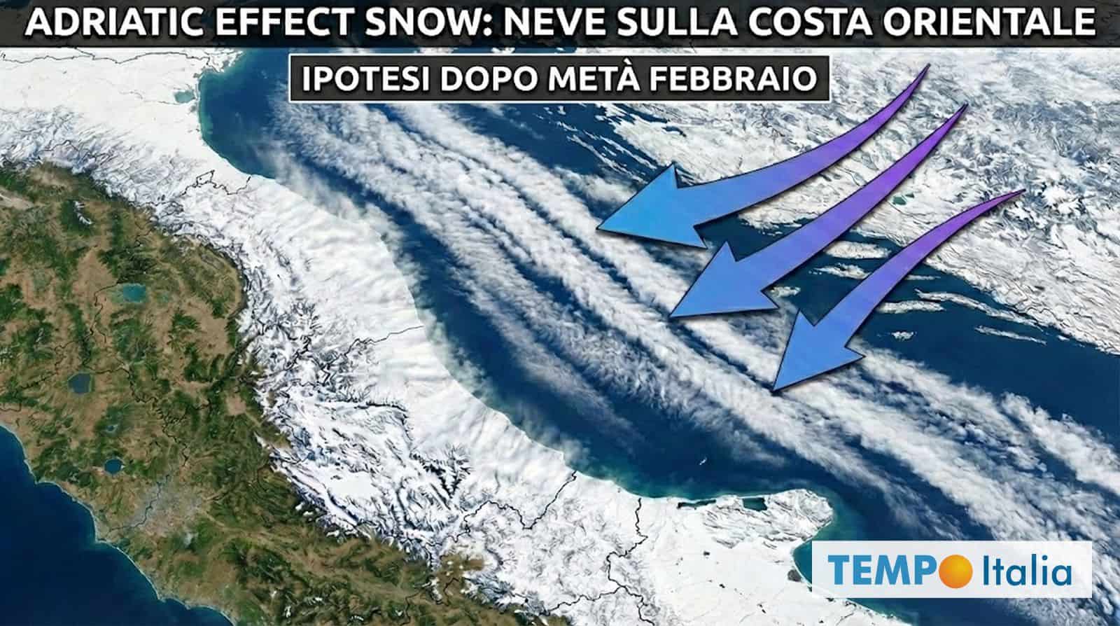 Effetto Adriatic Snow Effect sull’Italia: possibile ritorno di BUFERE DI NEVE sul versante Adriatico