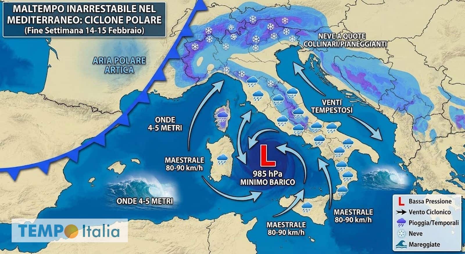Maltempo inarrestabile tra Venerdì e Domenica: ciclone al Sud e ritorno della NEVE al Nord