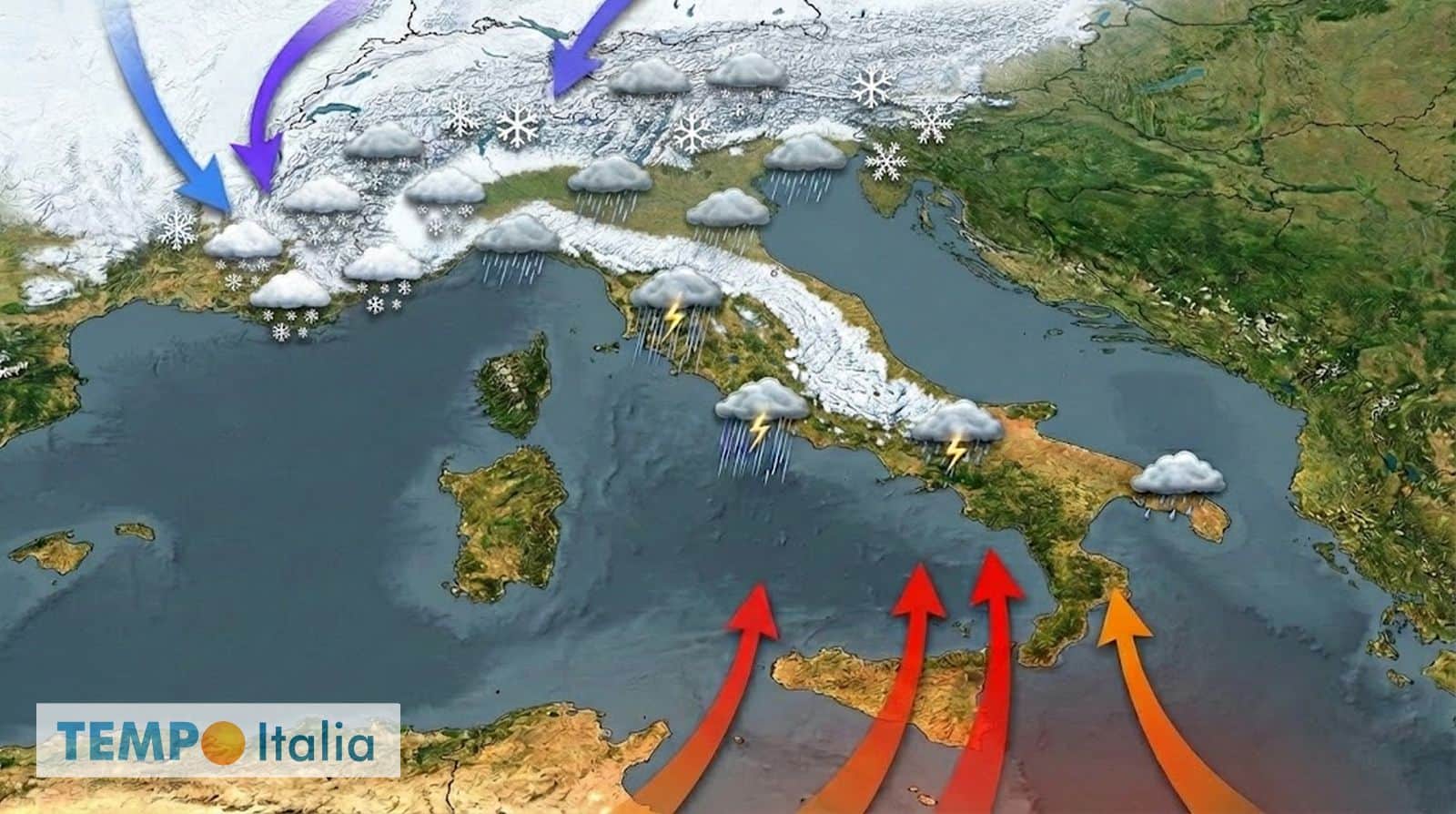 Assalto delle perturbazioni atlantiche: ecco la pioggia e la NEVE a quote bassissime