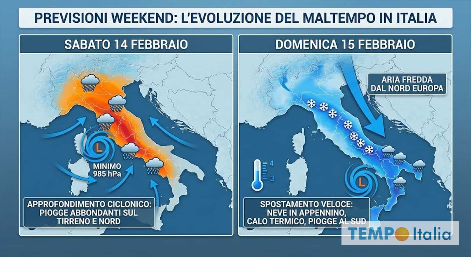 Previsioni Weekend: l’incubo meteo continua, Italia sconvolta da un nuovo ciclone esplosivo
