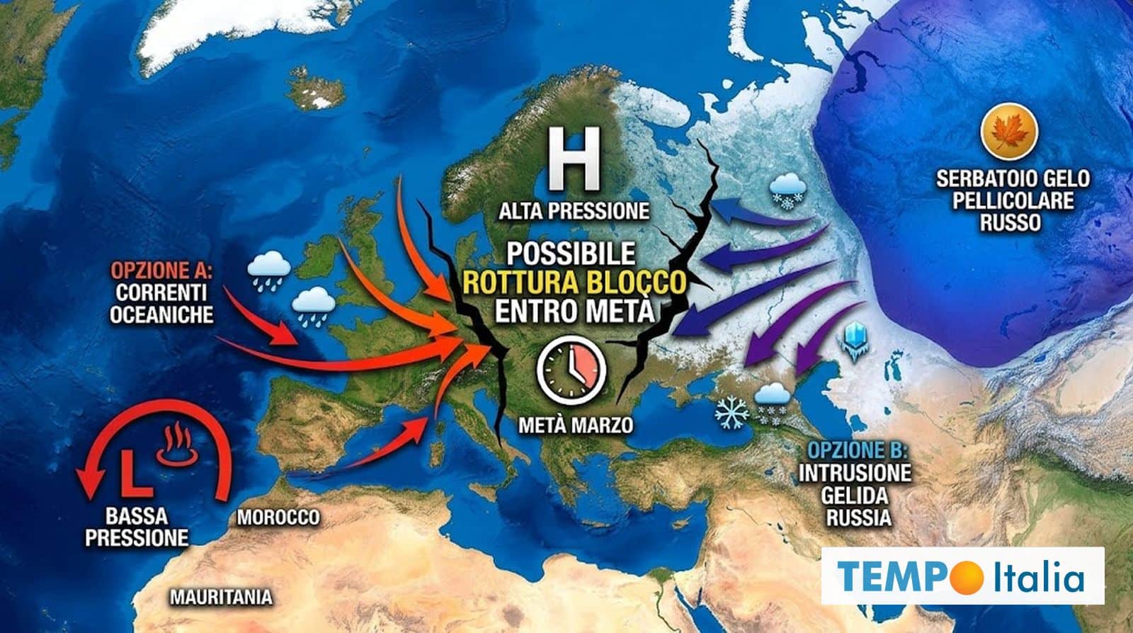 Anticiclone gigantesco: quando finisce? Le DUE OPZIONI sul tavolo per Marzo