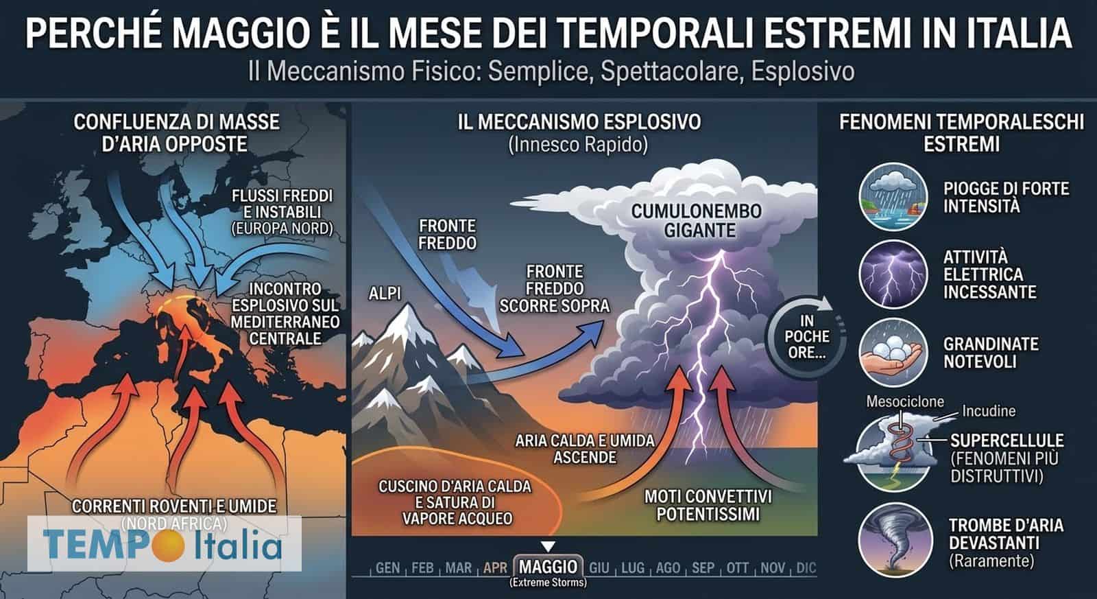 Maggio esplosivo si avvicina: perché è il mese dei temporali estremi