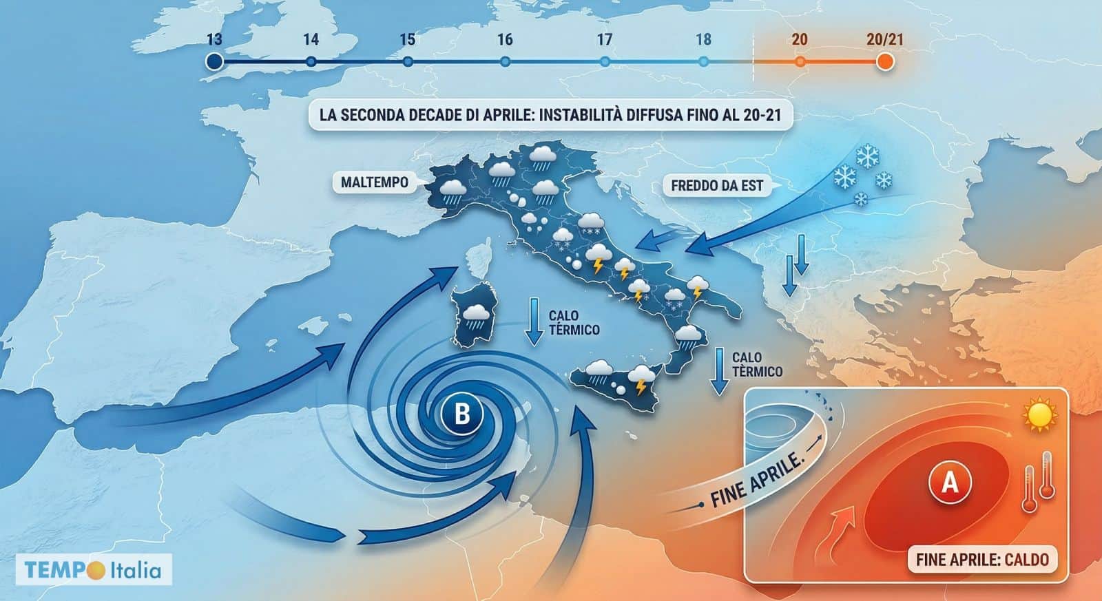 Dal 12 Aprile Primavera indietro tutta: piogge, temporali e crollo delle temperature