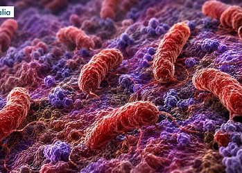 Batterio mangiacarne visto al microscopio.
