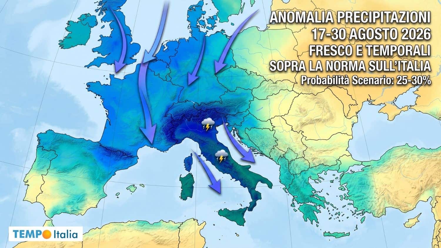 Fresco e maltempo dopo Ferragosto? Diagnosi del Centro Meteo Europeo