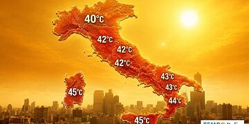 Nuova onda di calore estremo. I numeri rappresentano i locali picchi estremi di temperatura.