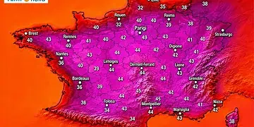 Stima della spaventosa ondata di caldo attesa in Francia.