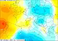 Picco massimo di tregua dal calore. Queste le anomalie di temperatura a 850 hPa.