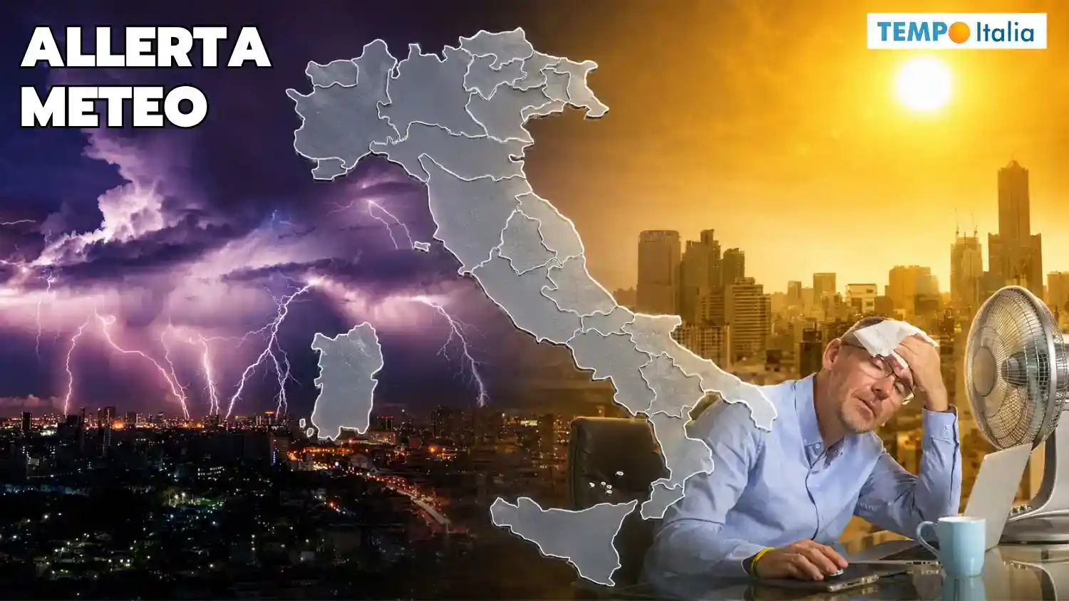 Italia spaccata in due. Caldissimo al Centro Sud, temporali al Nord, in estensione ad altre regioni.