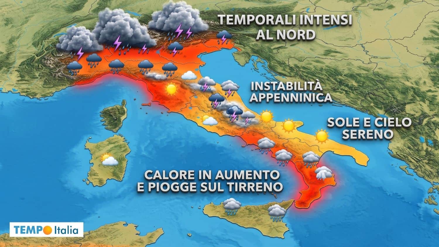 Meteo, dal caldo estremo ai temporali: le zone a rischio