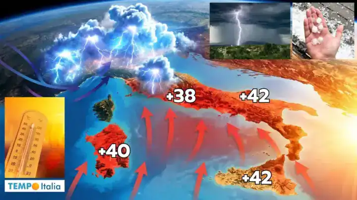 Temporali e grandine al Nord: la svolta.  Caldo furioso al Centro Sud
