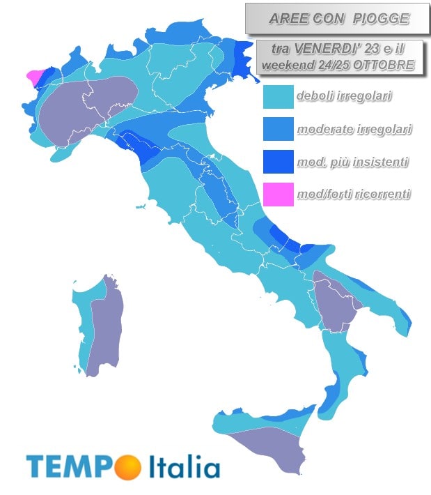 Tra domani, venerdì 23, e il weekend: tornano le piogge e farà anche più freddo 3 PIOGGE 22 1